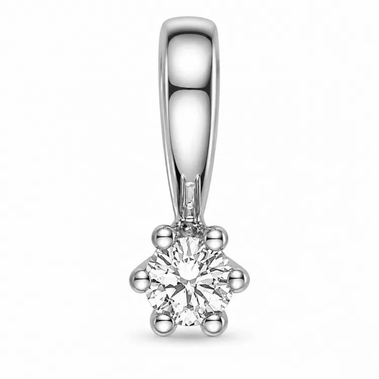 0,05 ct lab grown Diamant Solitäranhänger in 9 karat Weißgold 0,05 ct