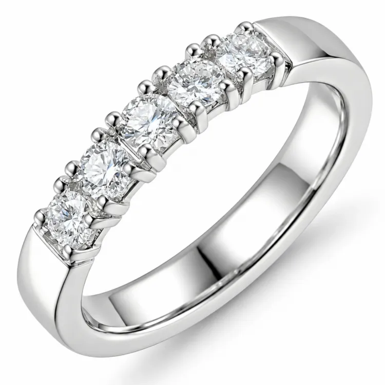 lab grown Diamant Ring in 14 Karat Weißgold 5 x 0,10 ct