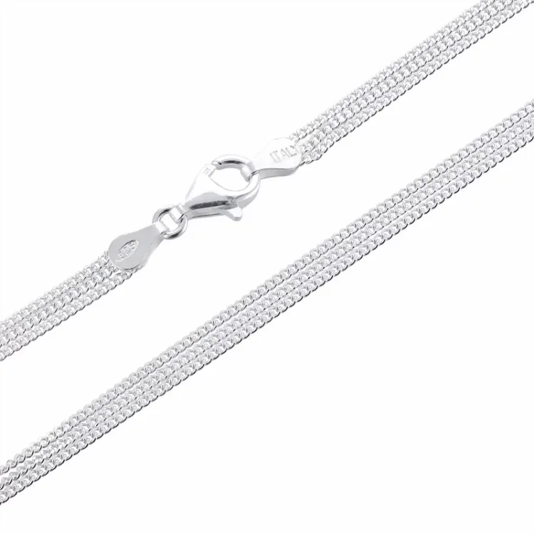 Elegant Panzerhalskette aus Silber 55 cm x 3 x 1,2 mm