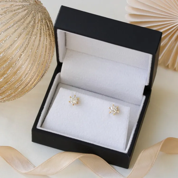 2 x 0,40 ct lab grown Diamant Ohrstecker in 14 Karat Gold mit lab grown Diamant 