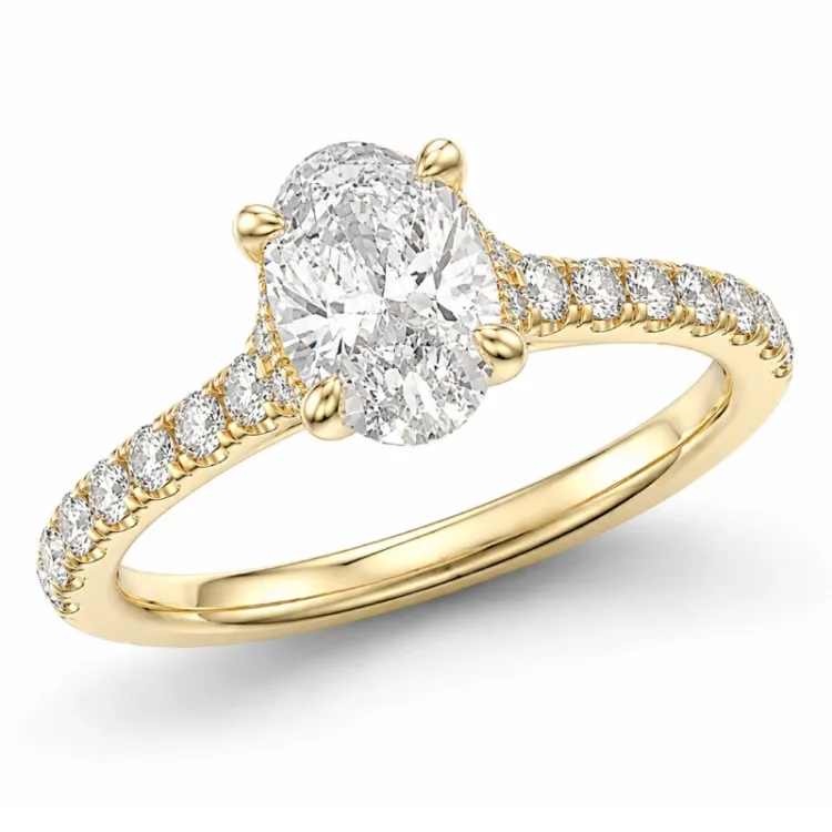 ovaler lab grown Diamant Ring in 14 Karat Gold 1,0 ct 0,26 ct