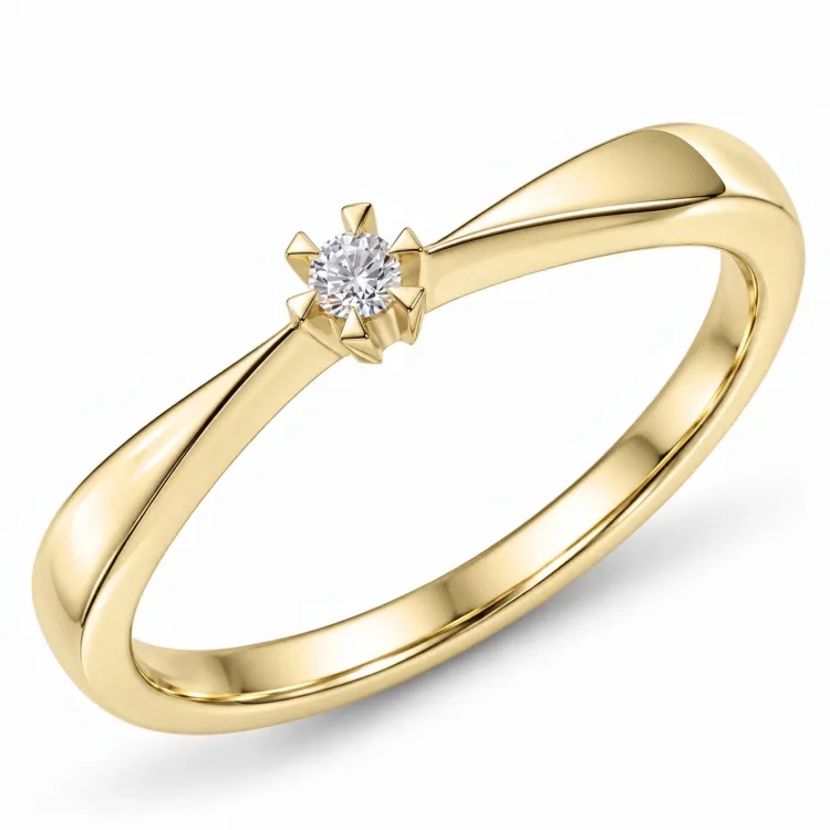 0,05 ct lab grown Diamant Solitärring in 14 Karat Gold 0,05 ct