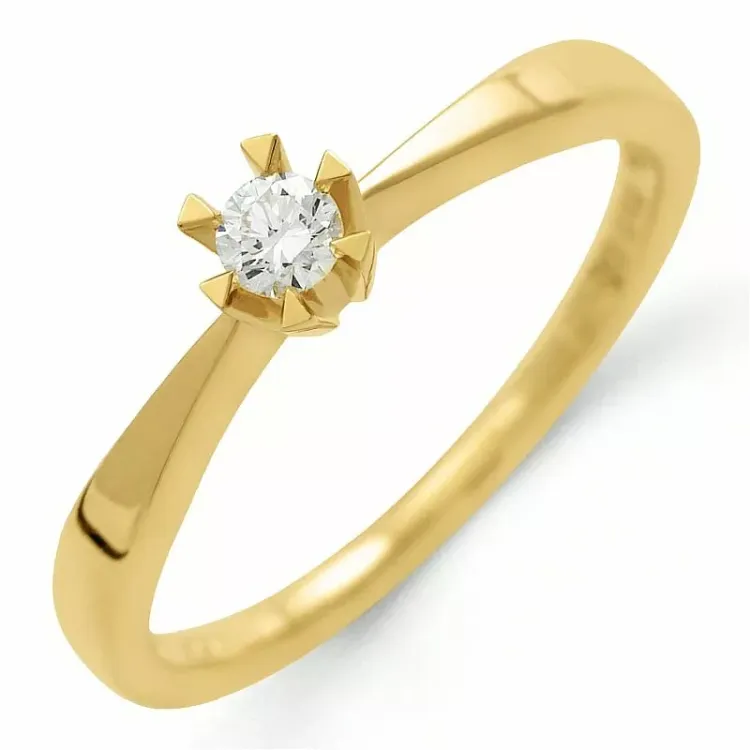 0,10 ct lab grown Diamant Solitärring in 14 Karat Gold 0,10 ct