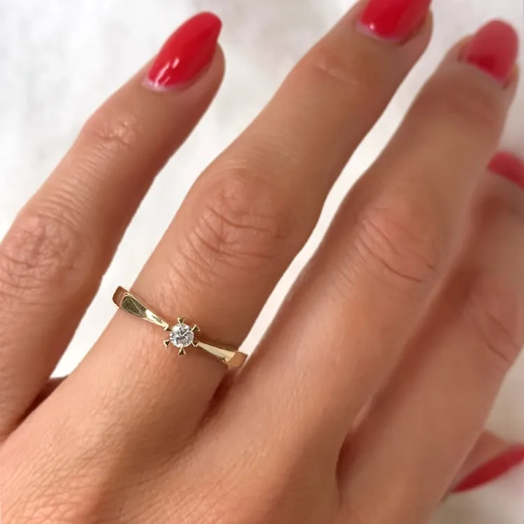 0,10 ct lab grown Diamant Solitärring in 14 Karat Gold 0,10 ct