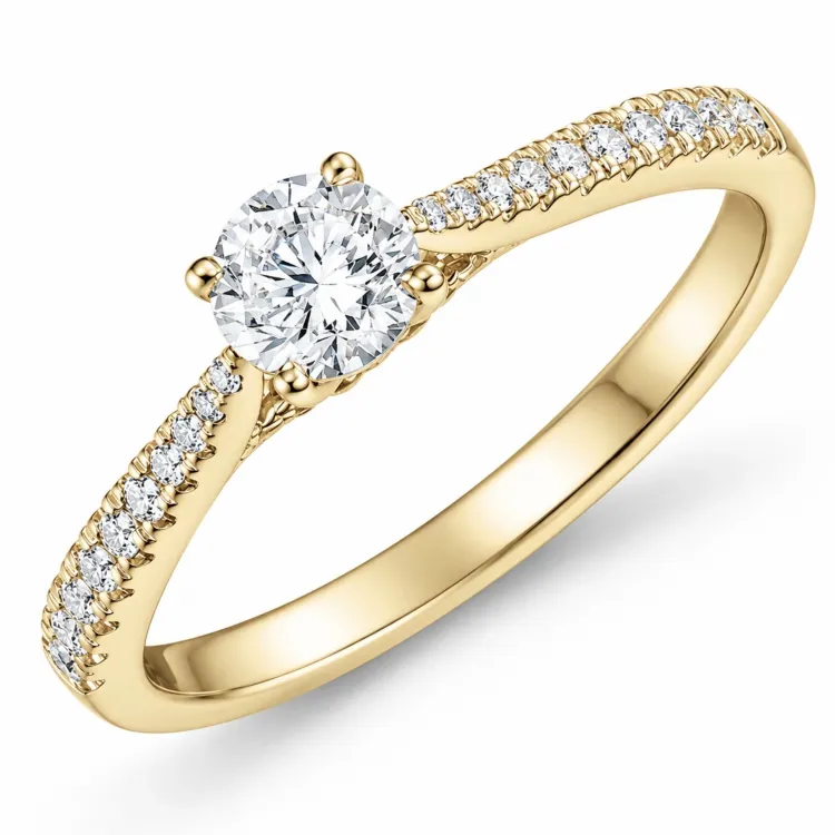 lab grown Diamant Ring in 14 Karat Gold 0,40 ct 0,17 ct