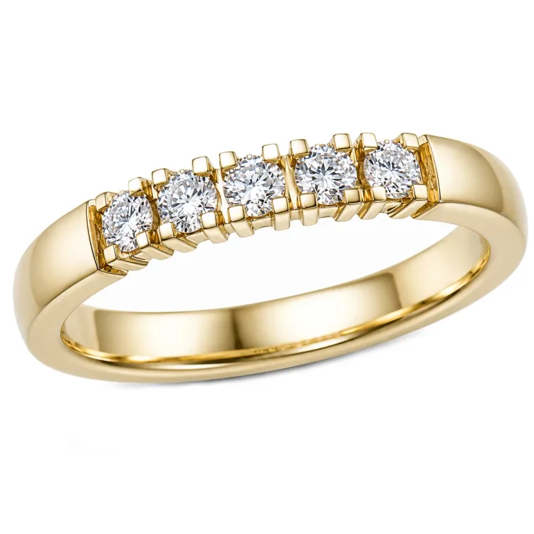 5 x 0,05 ct lab grown Diamant Memoirering in 14 Karat Gold 0,25 ct