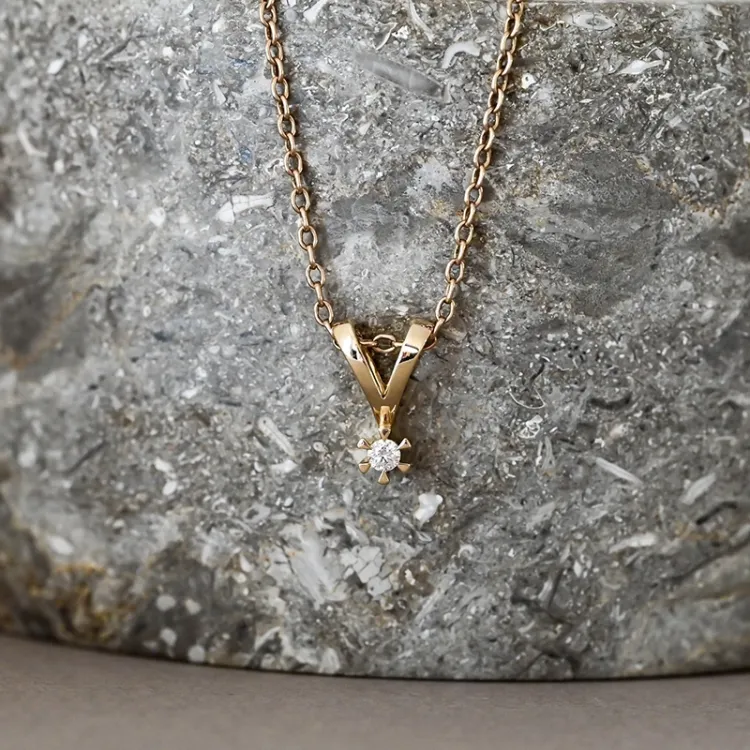 0,05 ct lab grown Diamant Anhänger in 14 karat Gold 0,05 ct