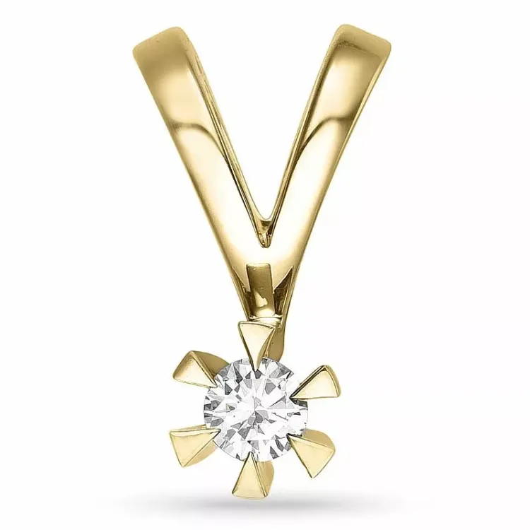 0,10 ct lab grown Diamant Anhänger in 14 karat Gold 0,10 ct
