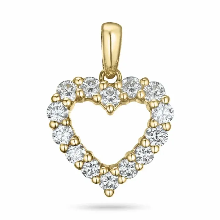 Herz lab grown Diamant Anhänger in 14 karat Gold 0,85 ct