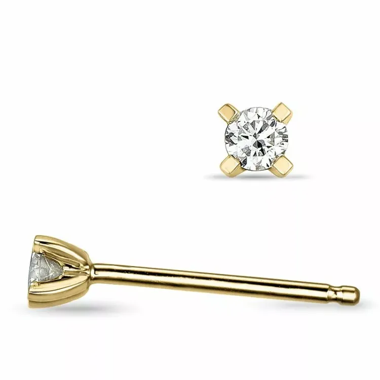 2 x 0,05 ct lab grown Diamant Solitärohrstecker in 14 Karat Gold mit lab grown Diamant 