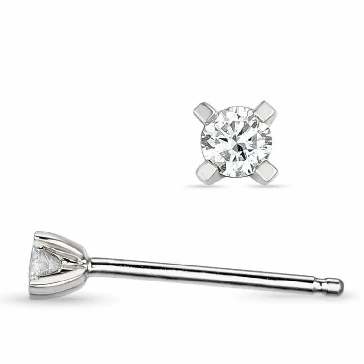 2 x 0,05 ct lab grown Diamant Solitärohrstecker in 14 Karat Weißgold mit lab grown Diamant 