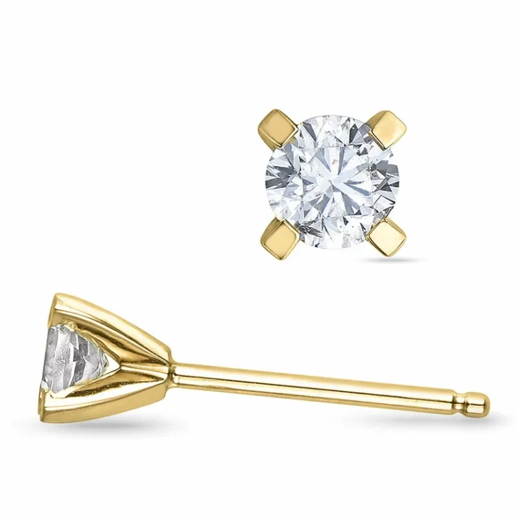 2 x 0,20 ct lab grown Diamant Solitärohrstecker in 14 Karat Gold mit lab grown Diamant 