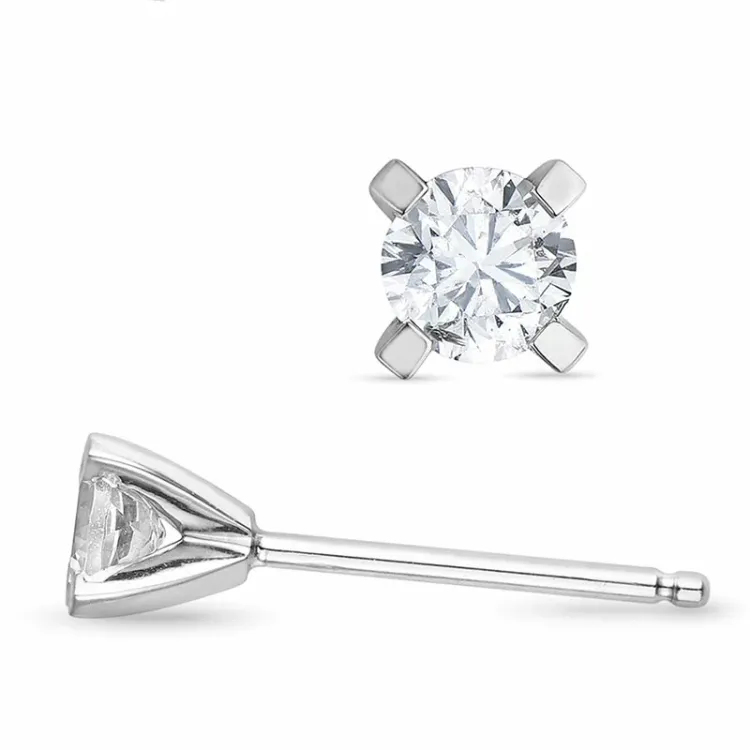 2 x 0,20 ct lab grown Diamant Solitärohrstecker in 14 Karat Weißgold mit lab grown Diamant 