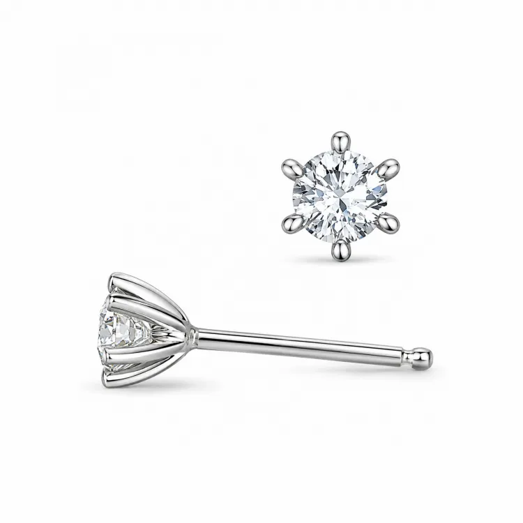 2 x 0,10 ct lab grown Diamant Solitärohrstecker in 14 Karat Weißgold mit lab grown Diamant 