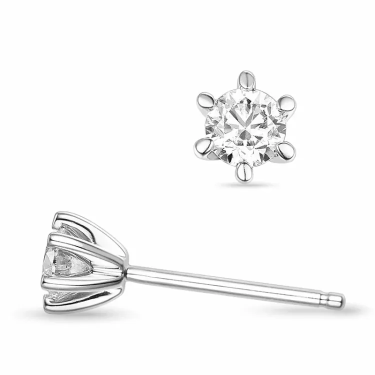 2 x 0,20 ct lab grown Diamant Solitärohrstecker in 14 Karat Weißgold mit lab grown Diamant 