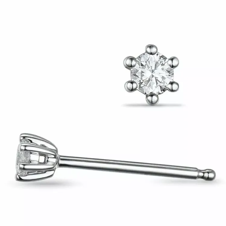 2 x 0,10 ct lab grown Diamant Solitärohrstecker in 14 Karat Weißgold mit lab grown Diamant 