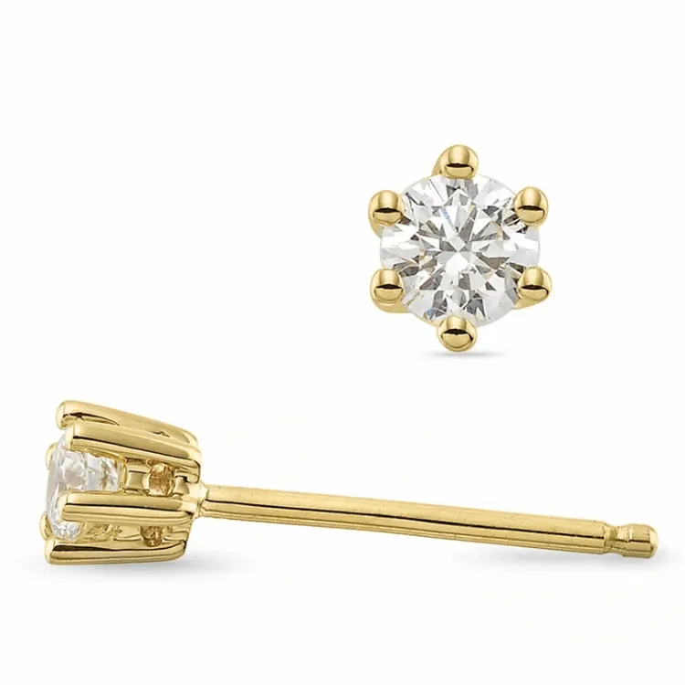 2 x 0,20 ct lab grown Diamant Solitärohrstecker in 14 Karat Gold mit lab grown Diamant 