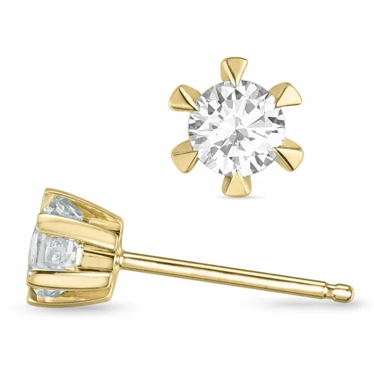 2 x 0,20 ct lab grown Diamant Solitärohrstecker in 14 Karat Gold mit lab grown Diamant 