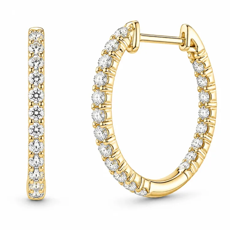 Kreole in 14 Karat Gold mit lab grown Diamant (CVD) 