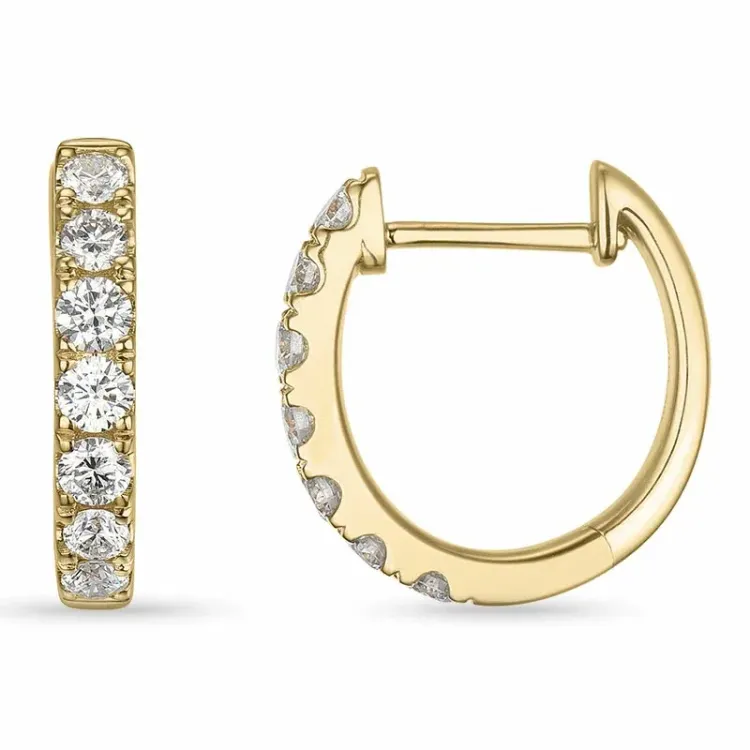 14 mm Kreole in 14 Karat Gold mit lab grown Diamant 