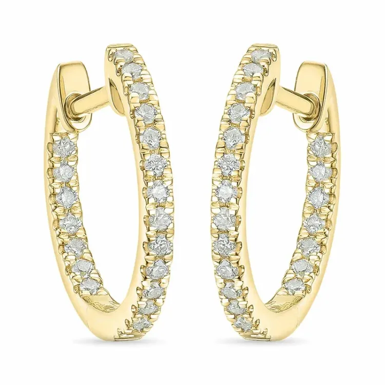 15 mm Kreole in 14 Karat Gold mit lab grown Diamant 