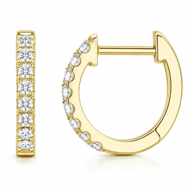 13 mm Kreole in 14 Karat Gold mit lab grown Diamant 