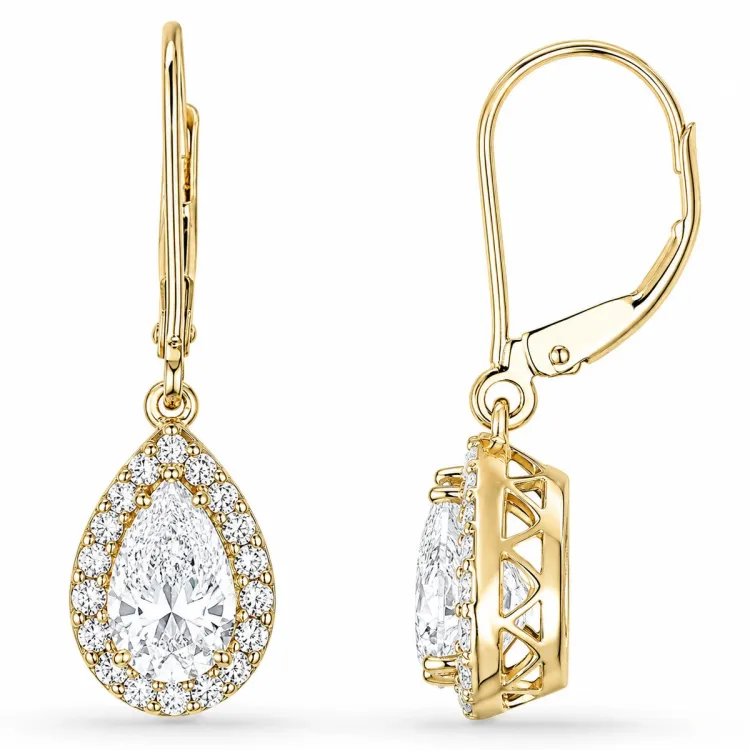Ohrringe in 14 Karat Gold mit lab grown Diamant und lab grown Diamant 