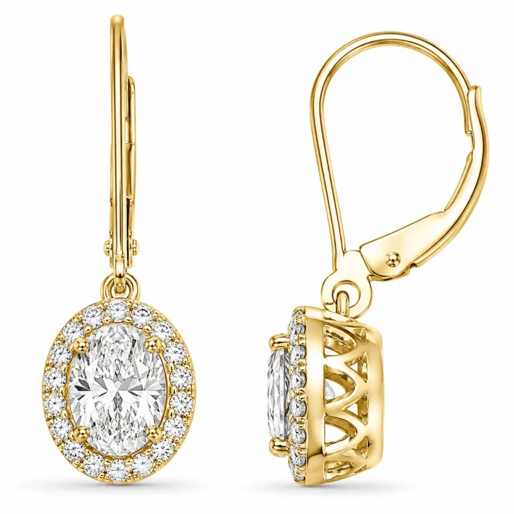 Ohrringe in 14 Karat Gold mit lab grown Diamant (CVD) und lab grown Diamant 