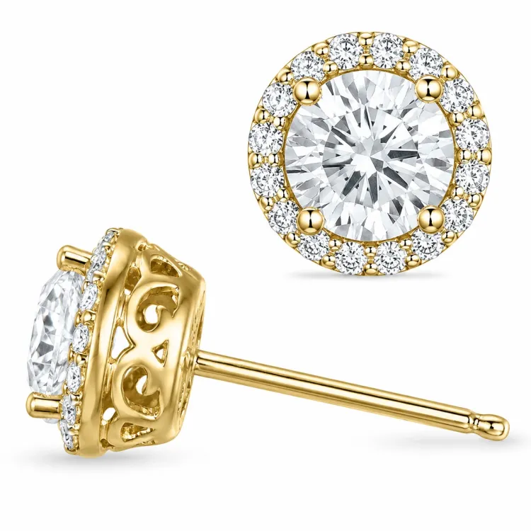 Ohrstecker in 14 Karat Gold mit lab grown Diamant (CVD) und lab grown Diamant 
