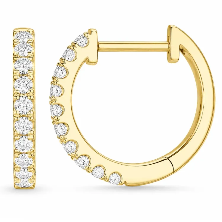 14 mm Kreole in 14 Karat Gold mit lab grown Diamant 