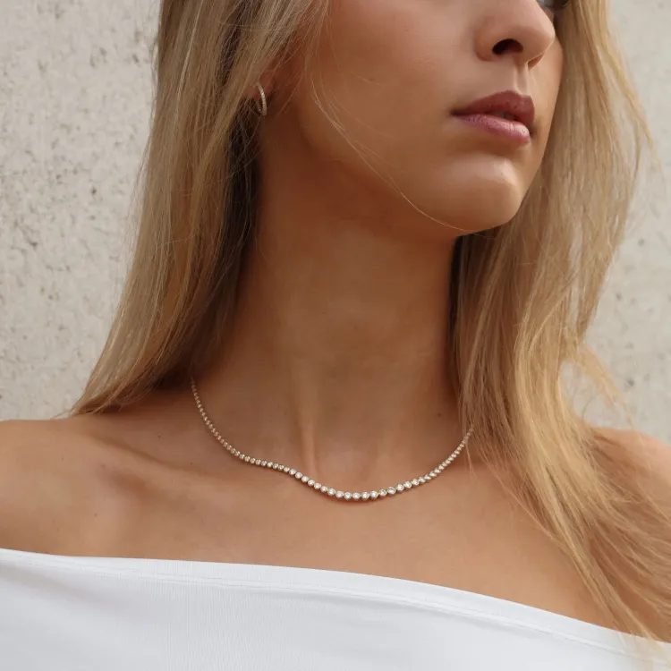 45 cm lab grown Diamant Halskette in 14 karat Gold 6,02 ct