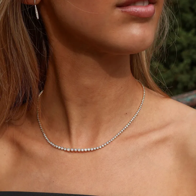 45 cm lab grown Diamant Halskette in 14 karat Gold 6,02 ct