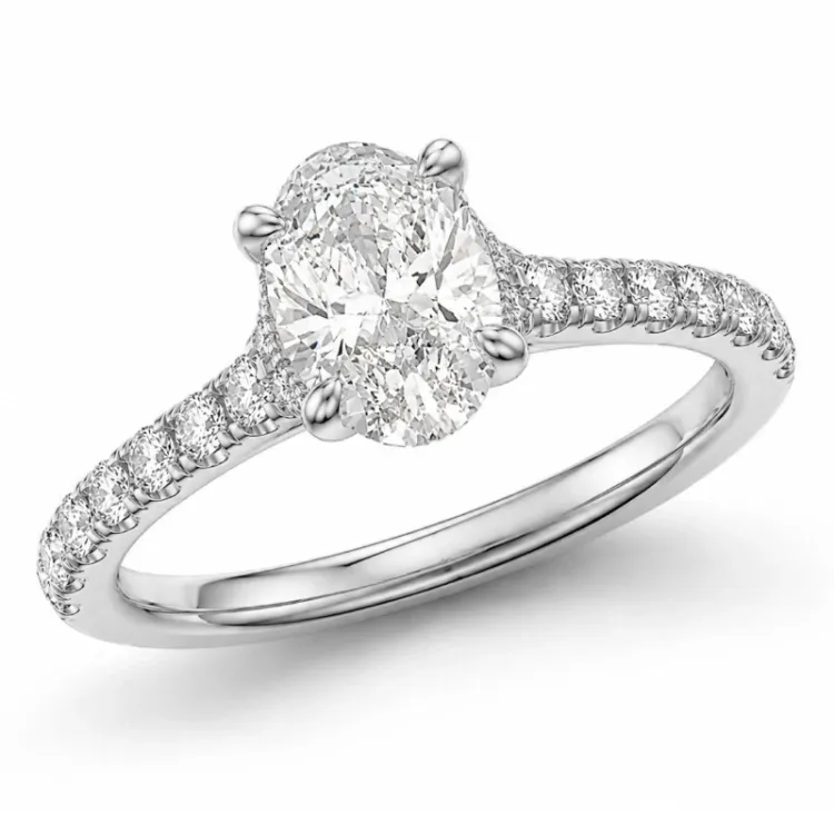 ovaler lab grown Diamant Ring in 14 Karat Weißgold 1,0 ct 0,26 ct