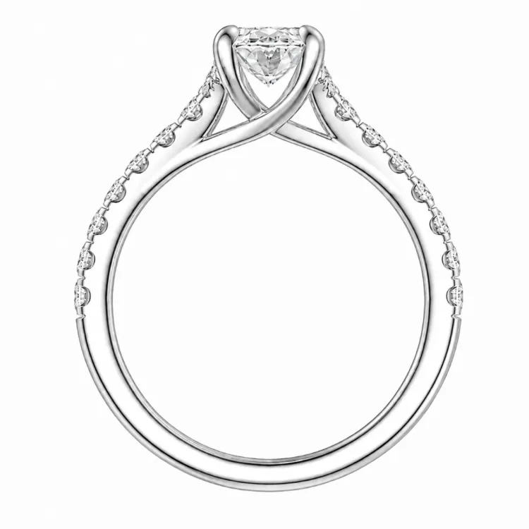 ovaler lab grown Diamant Ring in 14 Karat Weißgold 1,0 ct 0,26 ct