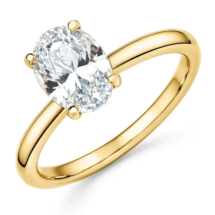 ovaler lab grown Diamant Solitärring in 14 Karat Gold 1,0 ct