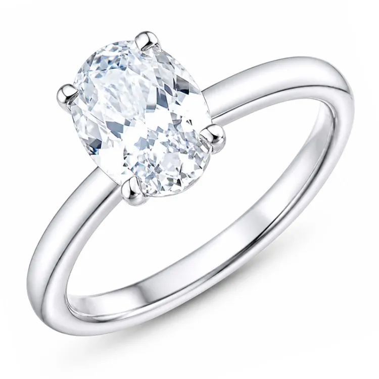 ovaler lab grown Diamant Solitärring in 14 Karat Weißgold 2,0 ct