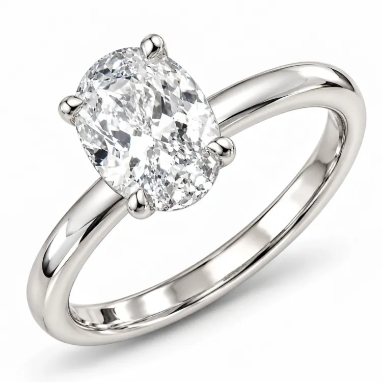 ovaler lab grown Diamant Solitärring in 14 Karat Weißgold 2,0 ct