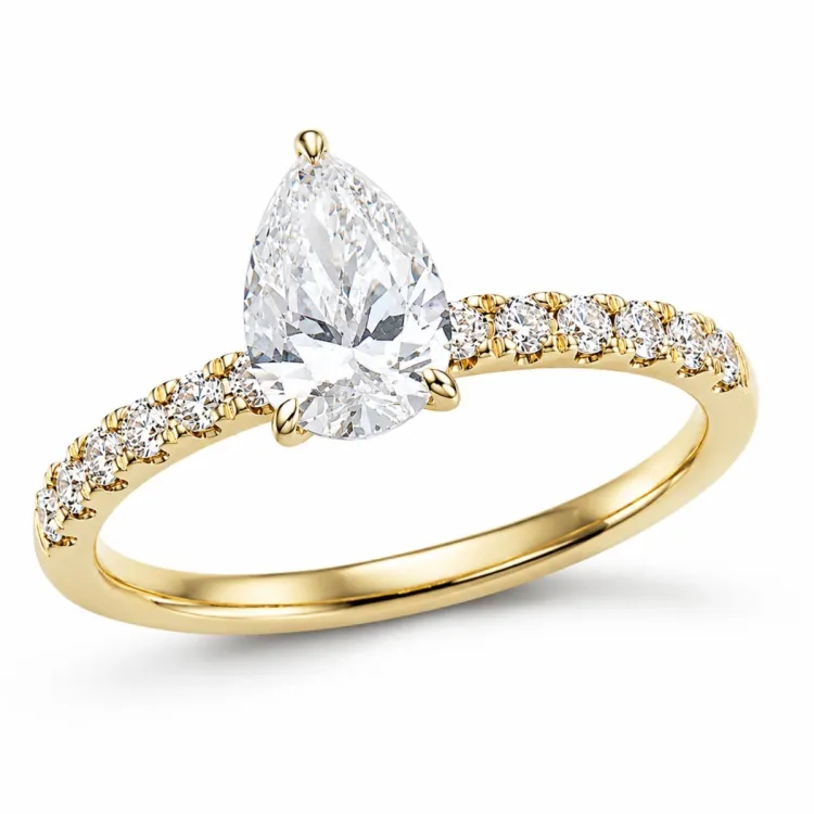 lab grown Diamant Gold Ring in 14 Karat Gold 1,0 ct 0,26 ct