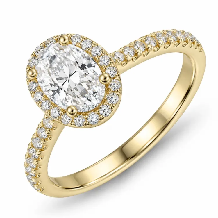 ovaler lab grown Diamant Ring in 14 Karat Gold 1,0 ct 0,33 ct
