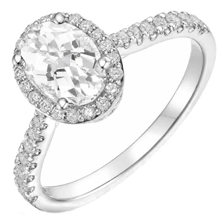 ovaler lab grown Diamant Ring in 14 Karat Weißgold 1,0 ct 0,33 ct