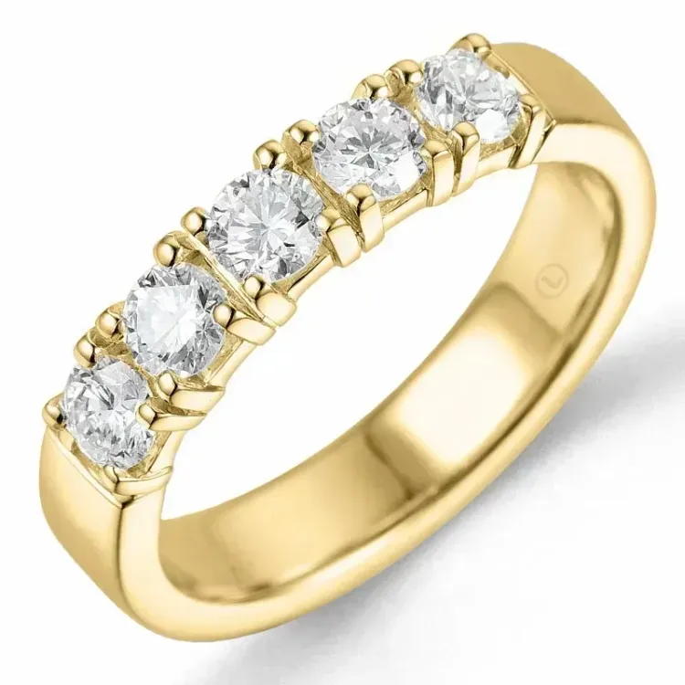 lab grown Diamant Memoirering in 14 Karat Gold 5 x 0,10 ct