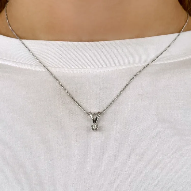 0,05 ct lab grown Diamant Anhänger in 14 karat Weißgold 0,05 ct