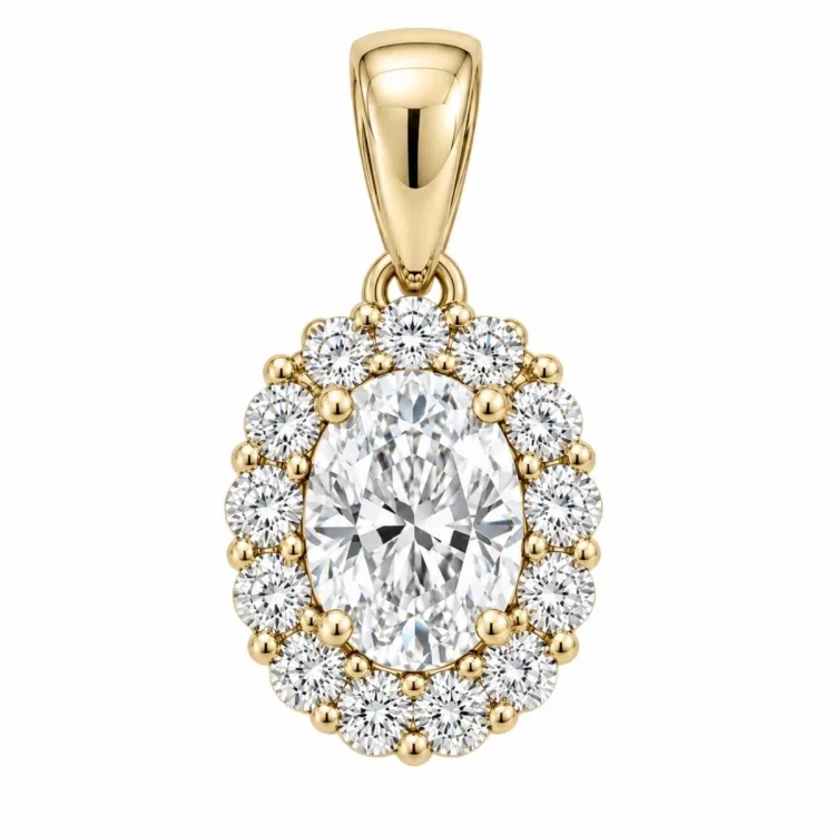 lab grown Diamant Anhänger in 14 karat Gold 0,46 ct 0,26 ct
