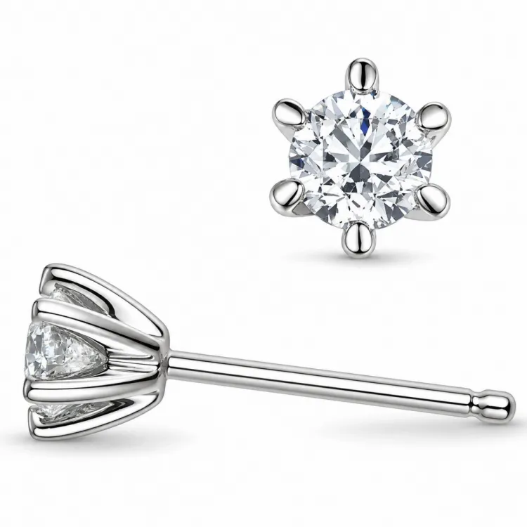 2 x 0,40 ct lab grown Diamant Solitärohrstecker in 14 Karat Weißgold mit lab grown Diamant 