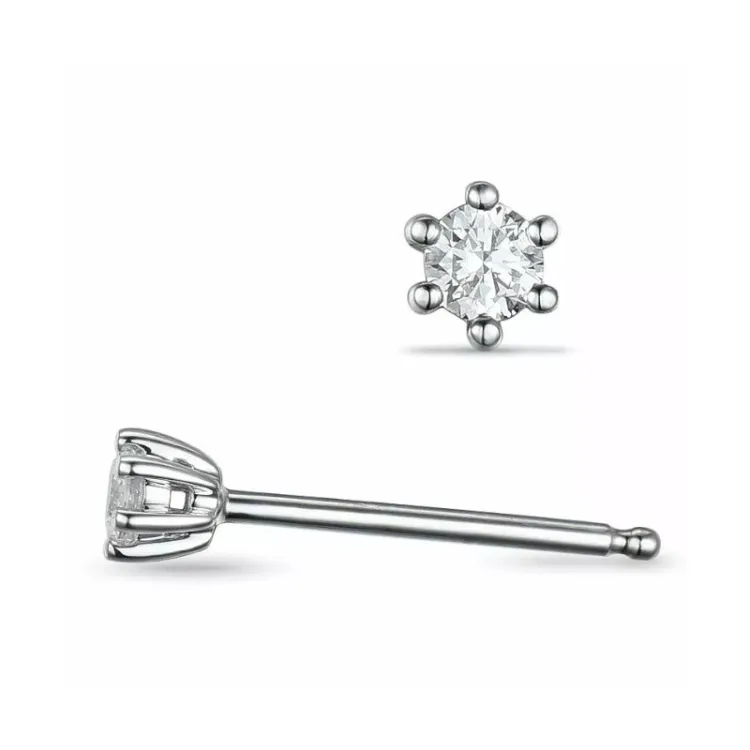 2 x 0,05 ct lab grown Diamant Solitärohrstecker in 14 Karat Weißgold mit lab grown Diamant 