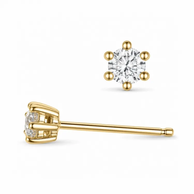 2 x 0,10 ct lab grown Diamant Solitärohrstecker in 14 Karat Gold mit lab grown Diamant 
