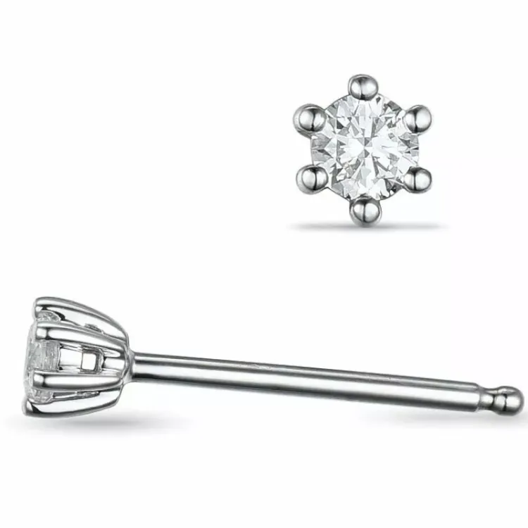 2 x 0,20 ct lab grown Diamant Solitärohrstecker in 14 Karat Weißgold mit lab grown Diamant 