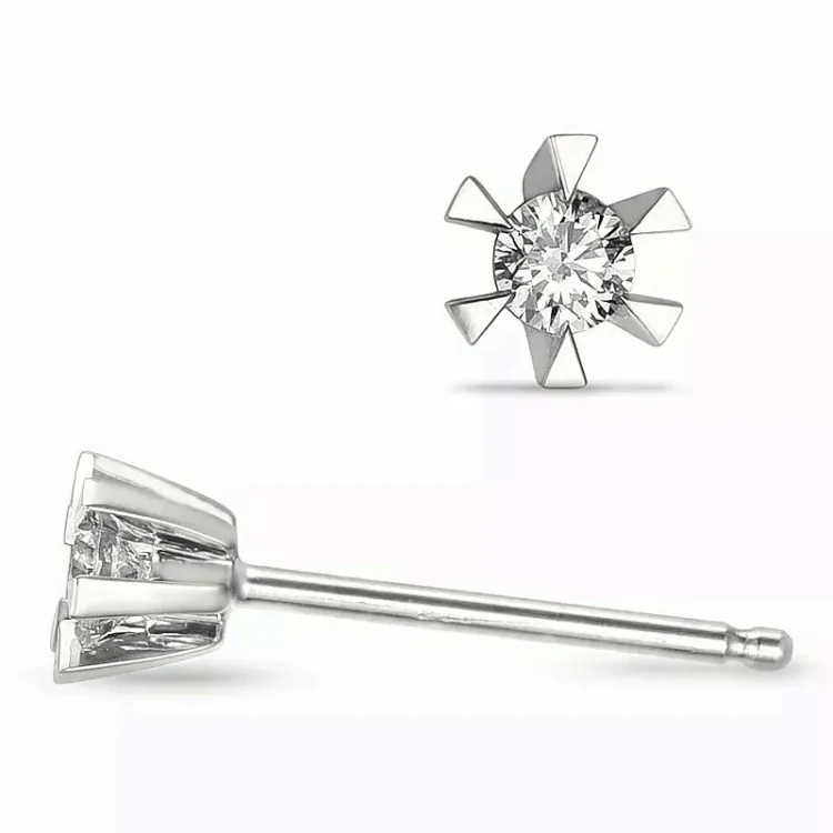 2 x 0,05 ct lab grown Diamant Solitärohrstecker in 14 Karat Weißgold mit lab grown Diamant 