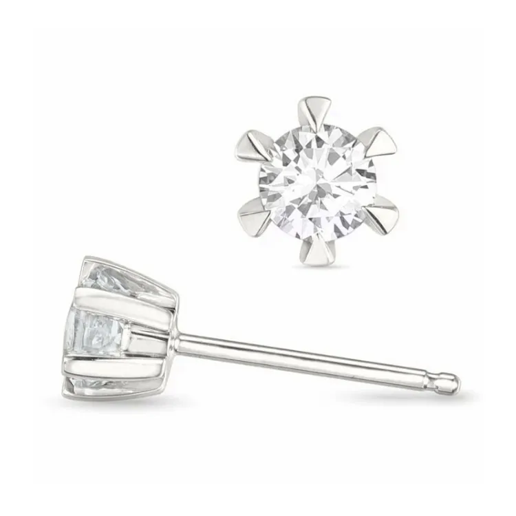 2 x 0,10 ct lab grown Diamant Solitärohrstecker in 14 Karat Weißgold mit lab grown Diamant 