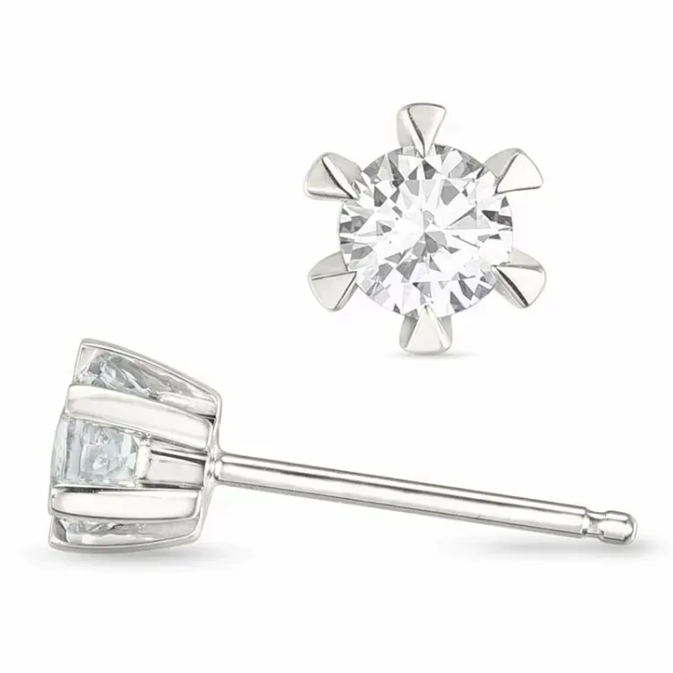 2 x 0,20 ct lab grown Diamant Solitärohrstecker in 14 Karat Weißgold mit lab grown Diamant 